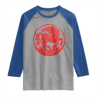Year of the Fire Horse 1966 2026 Red Graphic Raglan Shirt 60 Years Chinese Zodiac Horse Vintage Style
