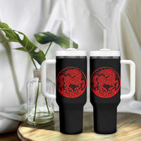 Year of the Fire Horse 1966 2026 Red Graphic Tumbler With Handle 60 Years Chinese Zodiac Horse Vintage Style