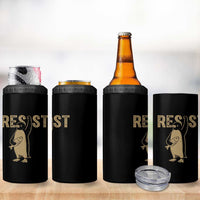 Funny Penguin Resist 4 in 1 Can Cooler Tumbler Against Tariffs Activism Vintage
