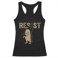 Funny Penguin Resist Racerback Tank Top Against Tariffs Activism Vintage
