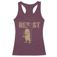 Funny Penguin Resist Racerback Tank Top Against Tariffs Activism Vintage