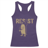 Funny Penguin Resist Racerback Tank Top Against Tariffs Activism Vintage