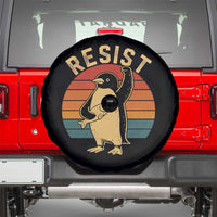 Funny Penguin Resist Spare Tire Cover Against Tariffs Retro Vintage