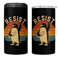 Funny Penguin Resist 4 in 1 Can Cooler Tumbler Against Tariffs Retro Vintage