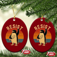 Funny Penguin Resist Ceramic Ornament Against Tariffs Retro Vintage - Wonder Print Shop