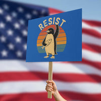 Funny Penguin Resist Protest Sign Against Tariffs Retro Vintage - Wonder Print Shop