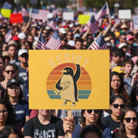 Funny Penguin Resist Protest Sign Against Tariffs Retro Vintage - Wonder Print Shop