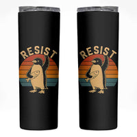 Funny Penguin Resist Skinny Tumbler Against Tariffs Retro Vintage
