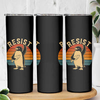 Funny Penguin Resist Skinny Tumbler Against Tariffs Retro Vintage