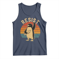 Funny Penguin Resist Tank Top Against Tariffs Retro Vintage