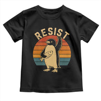 Funny Penguin Resist Toddler T Shirt Against Tariffs Retro Vintage