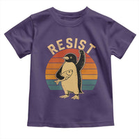 Funny Penguin Resist Toddler T Shirt Against Tariffs Retro Vintage