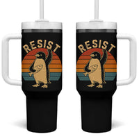 Funny Penguin Resist Tumbler With Handle Against Tariffs Retro Vintage