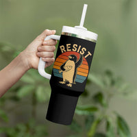 Funny Penguin Resist Tumbler With Handle Against Tariffs Retro Vintage