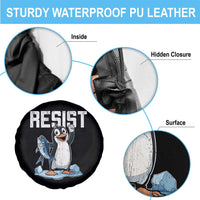 Funny Penguin Resist Spare Tire Cover Against Tariffs Protest