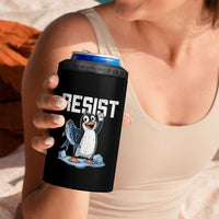 Funny Penguin Resist 4 in 1 Can Cooler Tumbler Against Tariffs Protest