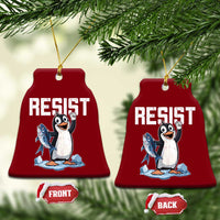 Funny Penguin Resist Ceramic Ornament Against Tariffs Protest - Wonder Print Shop