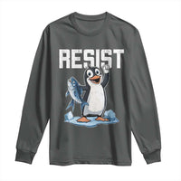 Funny Penguin Resist Long Sleeve Shirt Against Tariffs Protest