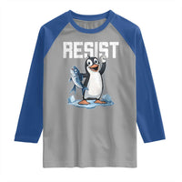 Funny Penguin Resist Raglan Shirt Against Tariffs Protest