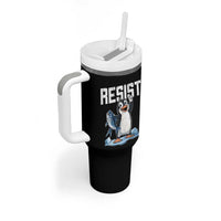 Funny Penguin Resist Tumbler With Handle Against Tariffs Protest