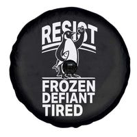 Funny Penguin Resist Spare Tire Cover Frozen Defiant Tired FDT Activism
