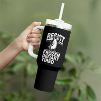 Funny Penguin Resist Tumbler With Handle Frozen Defiant Tired FDT Activism