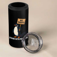 Funny Penguin Resist 4 in 1 Can Cooler Tumbler No Tariffs I Stand With Penguins