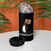 Funny Penguin Resist 4 in 1 Can Cooler Tumbler No Tariffs I Stand With Penguins