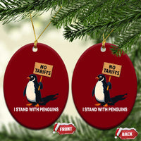 Funny Penguin Resist Ceramic Ornament No Tariffs I Stand With Penguins - Wonder Print Shop