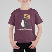 Funny Penguin Resist T Shirt For Kid No Tariffs I Stand With Penguins