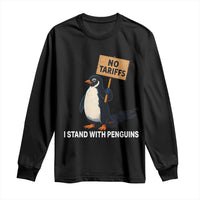 Funny Penguin Resist Long Sleeve Shirt No Tariffs I Stand With Penguins
