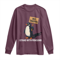 Funny Penguin Resist Long Sleeve Shirt No Tariffs I Stand With Penguins