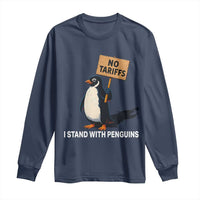 Funny Penguin Resist Long Sleeve Shirt No Tariffs I Stand With Penguins