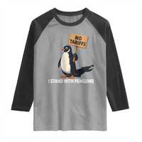 Funny Penguin Resist Raglan Shirt No Tariffs I Stand With Penguins