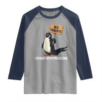 Funny Penguin Resist Raglan Shirt No Tariffs I Stand With Penguins