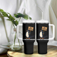 Funny Penguin Resist Tumbler With Handle No Tariffs I Stand With Penguins