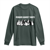 Funny Penguin Resist Long Sleeve Shirt Penguins Against Tariffs Sarcastic Saying Meme