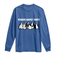 Funny Penguin Resist Long Sleeve Shirt Penguins Against Tariffs Sarcastic Saying Meme
