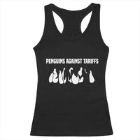 Funny Penguin Resist Racerback Tank Top Penguins Against Tariffs Sarcastic Saying Meme