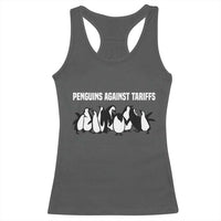 Funny Penguin Resist Racerback Tank Top Penguins Against Tariffs Sarcastic Saying Meme