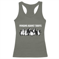 Funny Penguin Resist Racerback Tank Top Penguins Against Tariffs Sarcastic Saying Meme