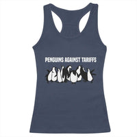 Funny Penguin Resist Racerback Tank Top Penguins Against Tariffs Sarcastic Saying Meme