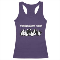 Funny Penguin Resist Racerback Tank Top Penguins Against Tariffs Sarcastic Saying Meme