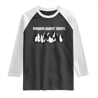 Funny Penguin Resist Raglan Shirt Penguins Against Tariffs Sarcastic Saying Meme