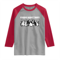 Funny Penguin Resist Raglan Shirt Penguins Against Tariffs Sarcastic Saying Meme
