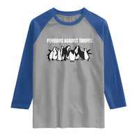 Funny Penguin Resist Raglan Shirt Penguins Against Tariffs Sarcastic Saying Meme