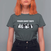 Funny Penguin Resist T Shirt For Women Penguins Against Tariffs Sarcastic Saying Meme
