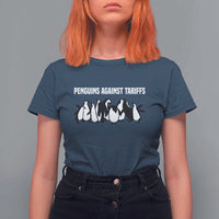 Funny Penguin Resist T Shirt For Women Penguins Against Tariffs Sarcastic Saying Meme