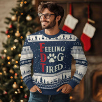 Feeling Dog Tired Ugly Christmas Sweater FDT Dogs Paw Sarcasm - Wonder Print Shop