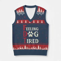 Feeling Dog Tired V-Neck Knit Sweater Vest FDT Dogs Paw Sarcasm - Wonder Print Shop